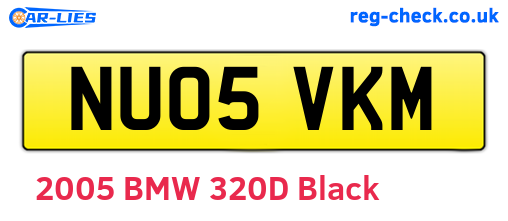 NU05VKM are the vehicle registration plates.