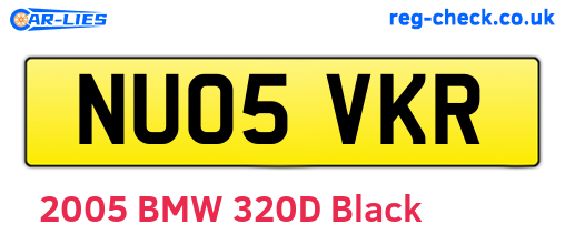 NU05VKR are the vehicle registration plates.