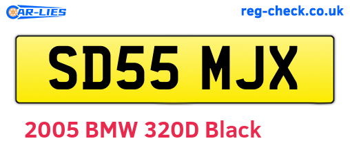 SD55MJX are the vehicle registration plates.