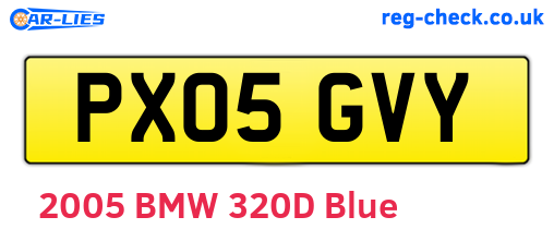 PX05GVY are the vehicle registration plates.