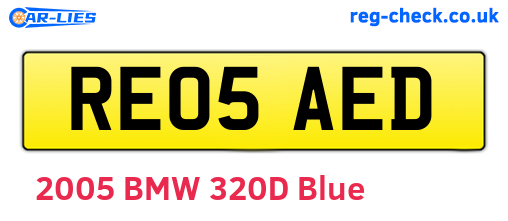 RE05AED are the vehicle registration plates.