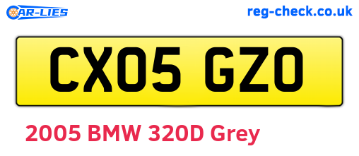 CX05GZO are the vehicle registration plates.