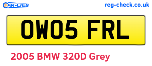 OW05FRL are the vehicle registration plates.