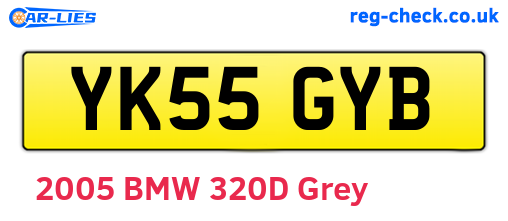 YK55GYB are the vehicle registration plates.
