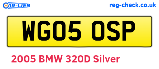 WG05OSP are the vehicle registration plates.