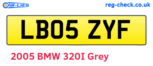 LB05ZYF are the vehicle registration plates.