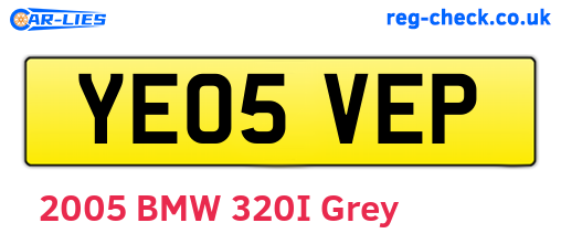 YE05VEP are the vehicle registration plates.