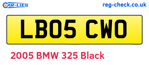 LB05CWO are the vehicle registration plates.