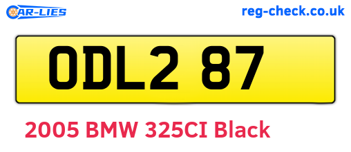 ODL287 are the vehicle registration plates.