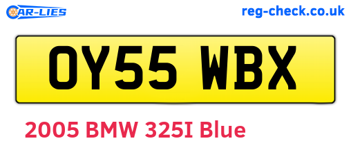 OY55WBX are the vehicle registration plates.
