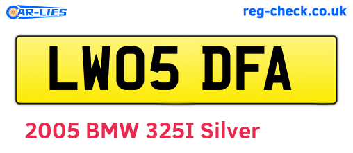 LW05DFA are the vehicle registration plates.