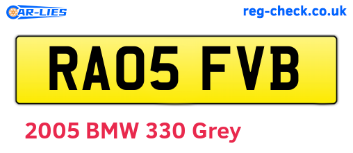 RA05FVB are the vehicle registration plates.