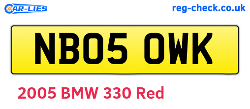 NB05OWK are the vehicle registration plates.