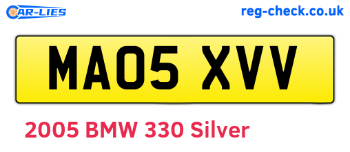 MA05XVV are the vehicle registration plates.
