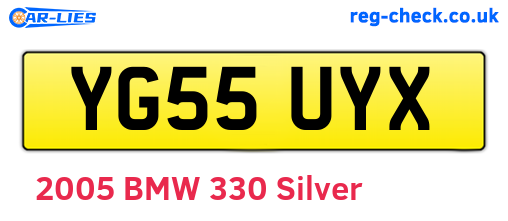 YG55UYX are the vehicle registration plates.