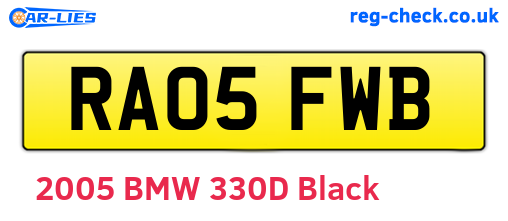 RA05FWB are the vehicle registration plates.