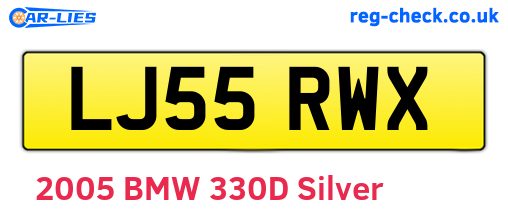 LJ55RWX are the vehicle registration plates.