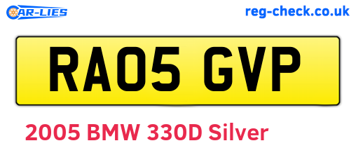 RA05GVP are the vehicle registration plates.