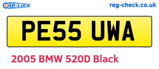 PE55UWA are the vehicle registration plates.