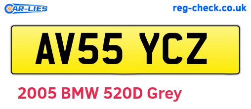 AV55YCZ are the vehicle registration plates.