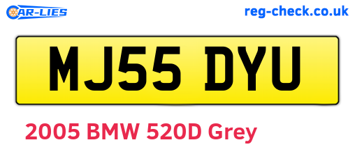 MJ55DYU are the vehicle registration plates.