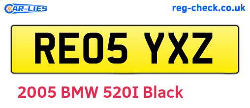 RE05YXZ are the vehicle registration plates.