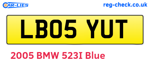 LB05YUT are the vehicle registration plates.