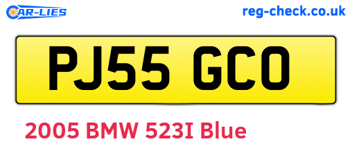 PJ55GCO are the vehicle registration plates.
