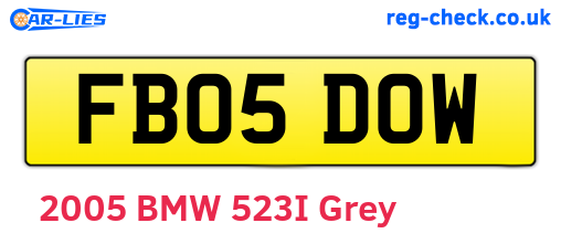 FB05DOW are the vehicle registration plates.