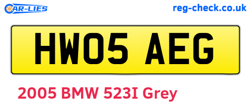 HW05AEG are the vehicle registration plates.