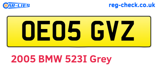 OE05GVZ are the vehicle registration plates.