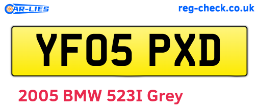YF05PXD are the vehicle registration plates.