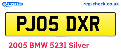 PJ05DXR are the vehicle registration plates.