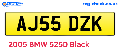 AJ55DZK are the vehicle registration plates.
