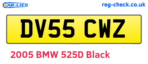 DV55CWZ are the vehicle registration plates.