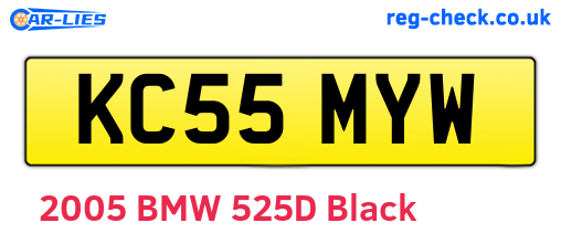 KC55MYW are the vehicle registration plates.