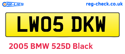 LW05DKW are the vehicle registration plates.