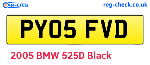 PY05FVD are the vehicle registration plates.