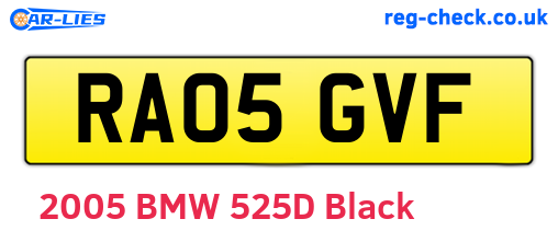 RA05GVF are the vehicle registration plates.