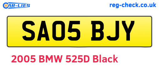SA05BJY are the vehicle registration plates.