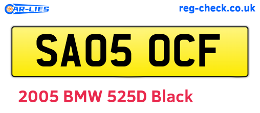 SA05OCF are the vehicle registration plates.