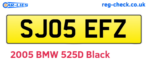 SJ05EFZ are the vehicle registration plates.