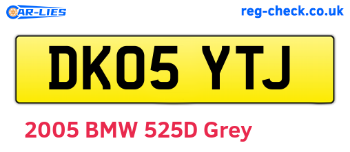 DK05YTJ are the vehicle registration plates.