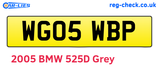 WG05WBP are the vehicle registration plates.