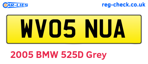 WV05NUA are the vehicle registration plates.