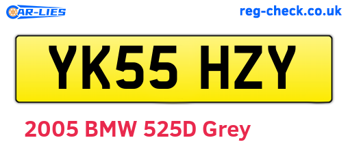 YK55HZY are the vehicle registration plates.