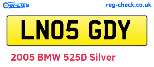 LN05GDY are the vehicle registration plates.
