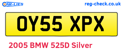 OY55XPX are the vehicle registration plates.