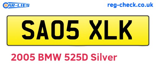 SA05XLK are the vehicle registration plates.