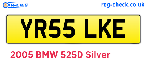 YR55LKE are the vehicle registration plates.